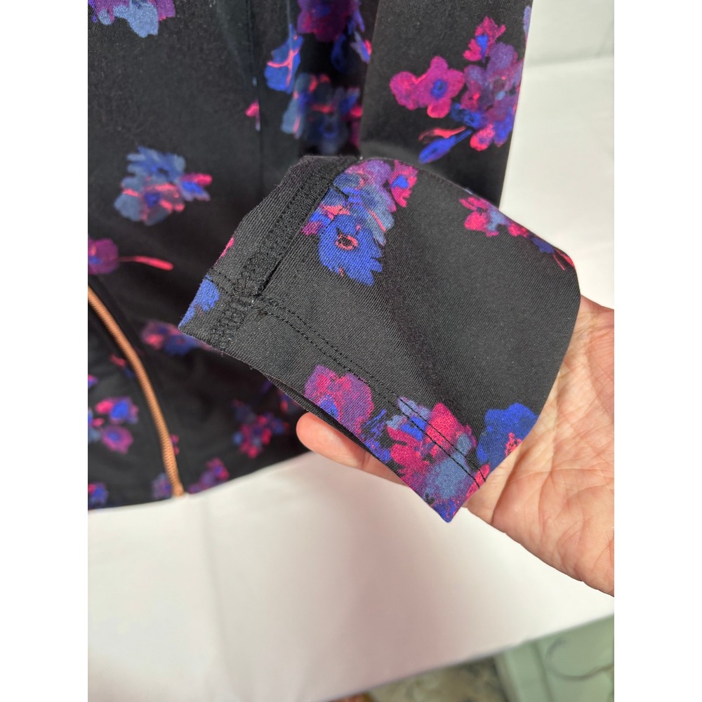 Livi Active Floral Full Zip Jacket Black Purple Mesh Back Peplum Plus Size 18/20 - Picture 5 of 8